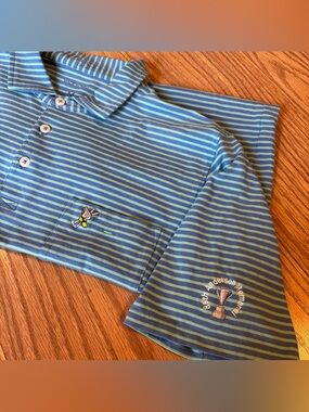 B Draddy USA Striped Wing Foot Pocket Polo 85th Anderson Memorial Golf Medium